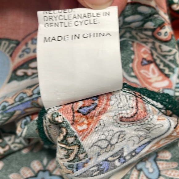 Boho Maxi Dress Faux Wrap Side Slits V Neck Short Flutter Sleeves Like New Small - Picture 12 of 17